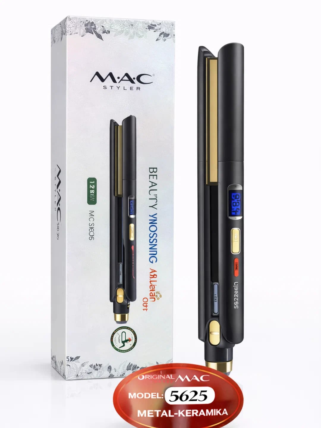 MAC-5625 Hair Straightener, Ceramic Coating, Black