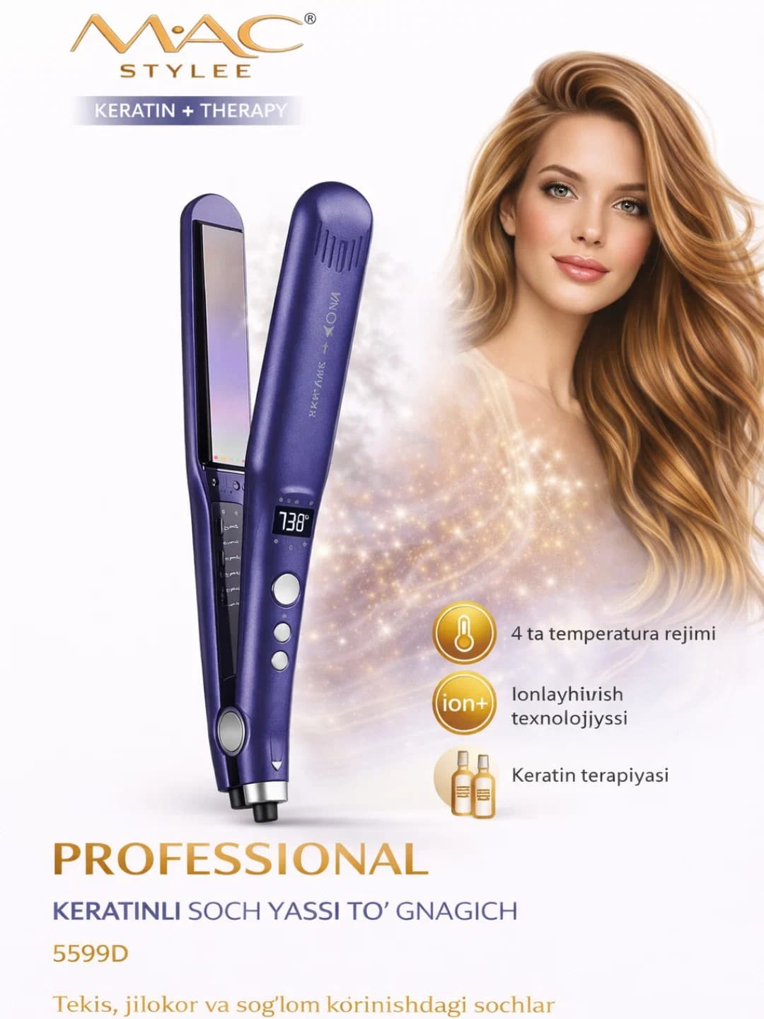 MAC Styler MC-5599D soch to'g'rilagich, keramik plastinkalar bilan