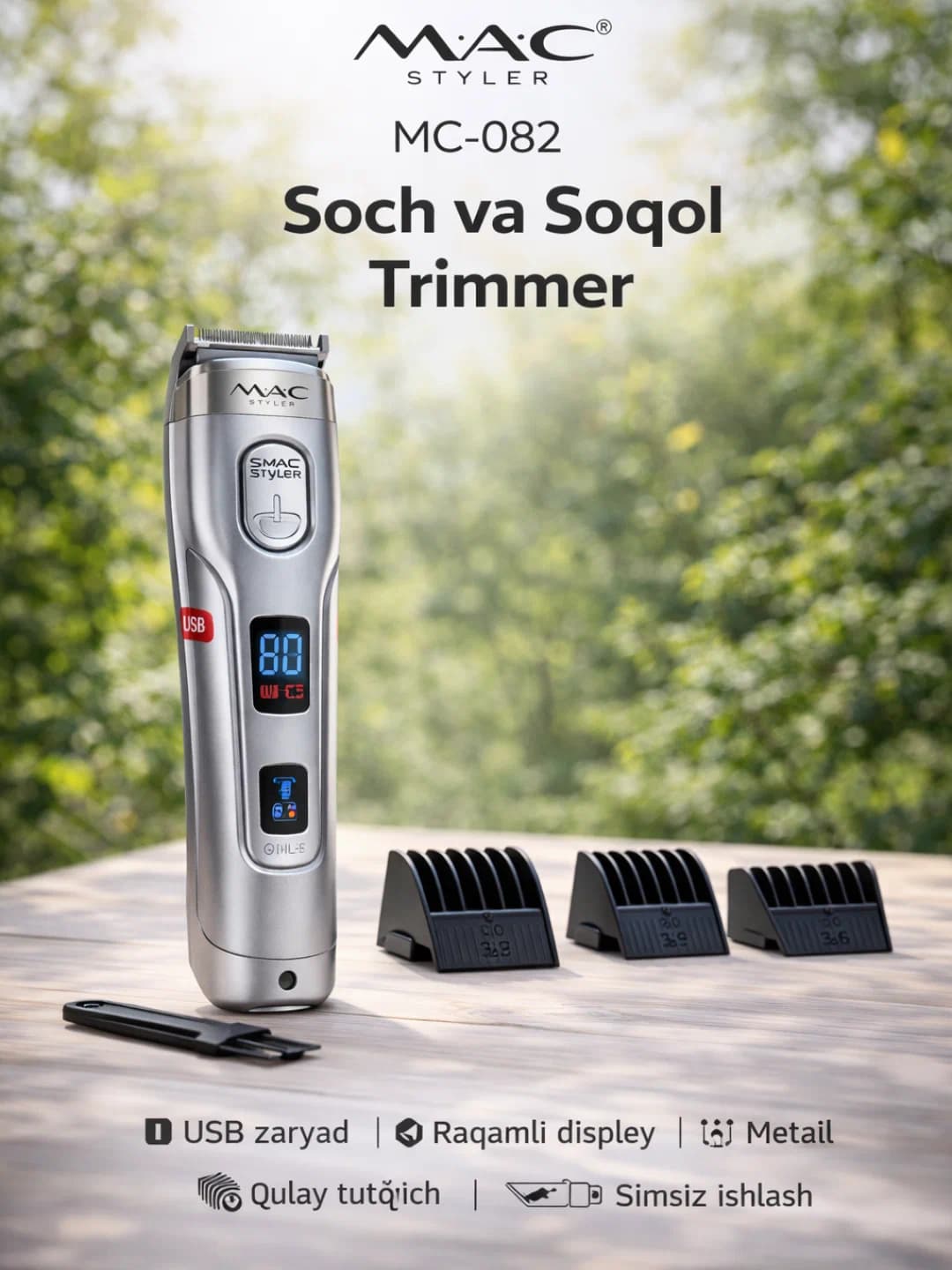 MAC Styler MC-082 Professional Hair and Beard Trimmer, USB
