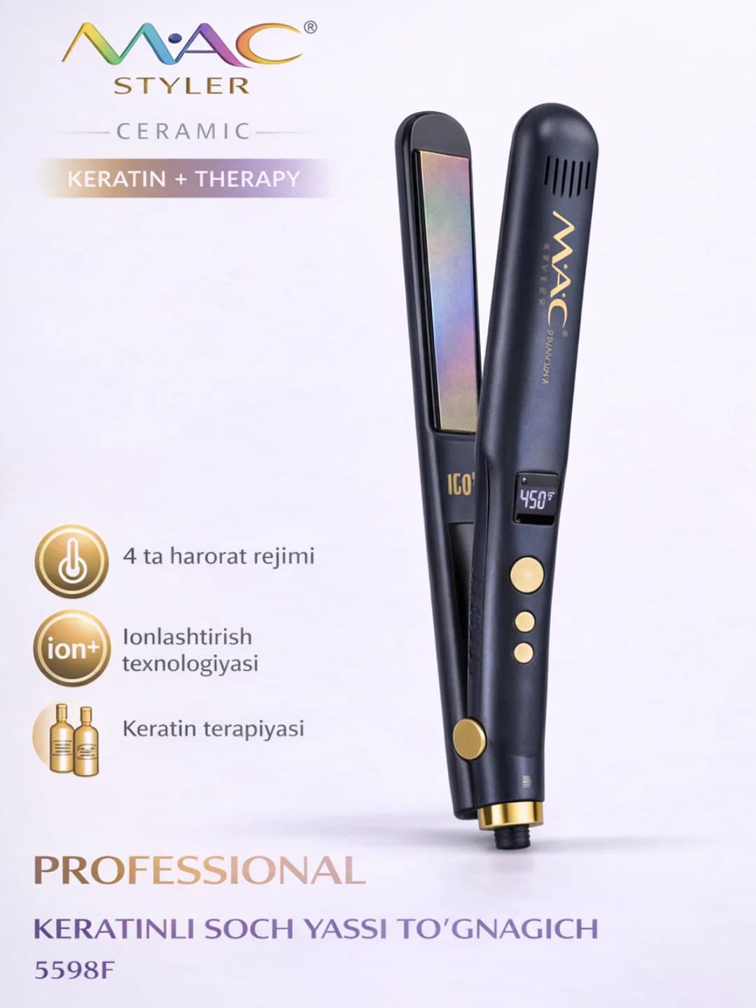Mac Styler MC-5598F профессиональный выпрямитель для волос с Keratin Therapy 