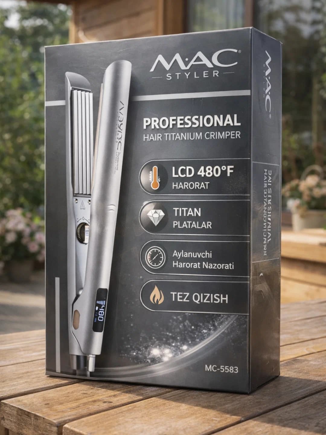 Гофре для волос MAC Styler MC-5583, титановые пластины, LCD, 480°F 