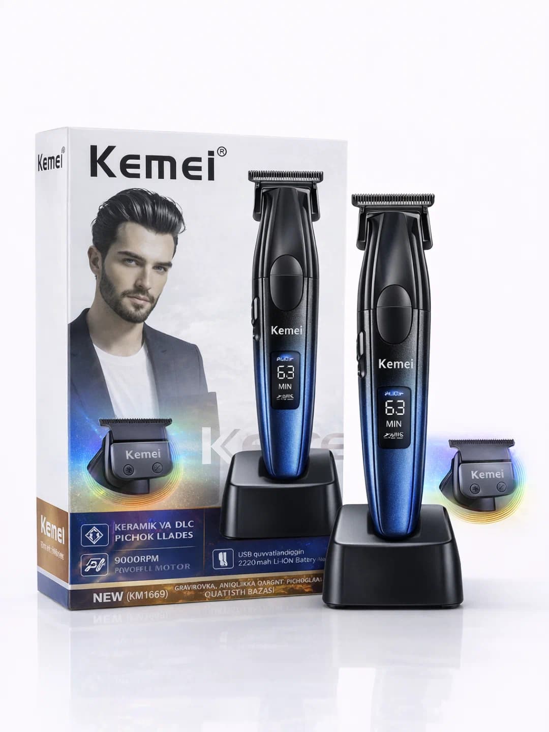 Kemei KM-1669 профессиональный триммер 9000 RPM, аккумуляторный 